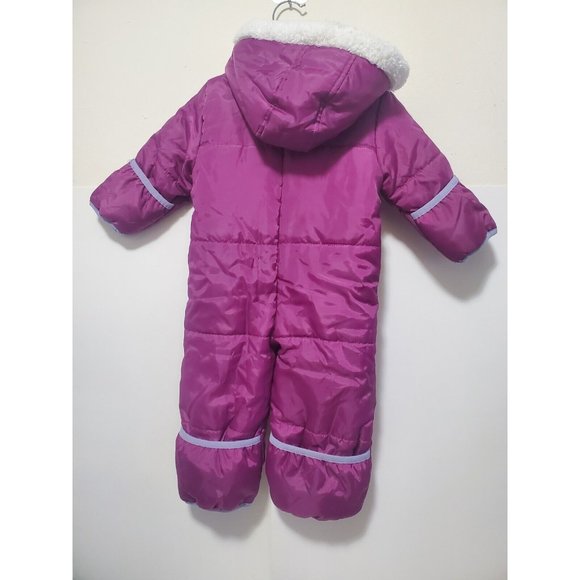 Pink Platinum Baby Girls One Piece Warm Winter Puffer Snowsuit Pram Bunting 12 M - Picture 2 of 16